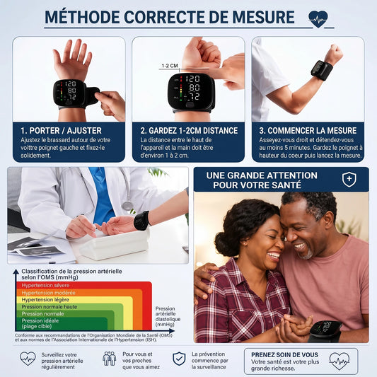 Tensiomètre de Poignet Intelligent Rechargeable Haute Précision