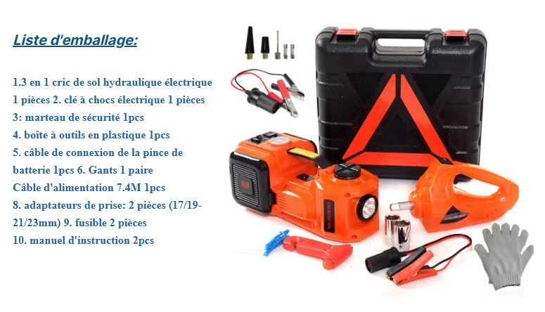 🚗 Kit De Cric Hydraulique Électrique 10 en 1 – Version 2025