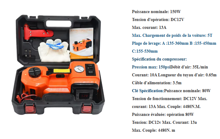🚗 Kit De Cric Hydraulique Électrique 10 en 1 – Version 2025