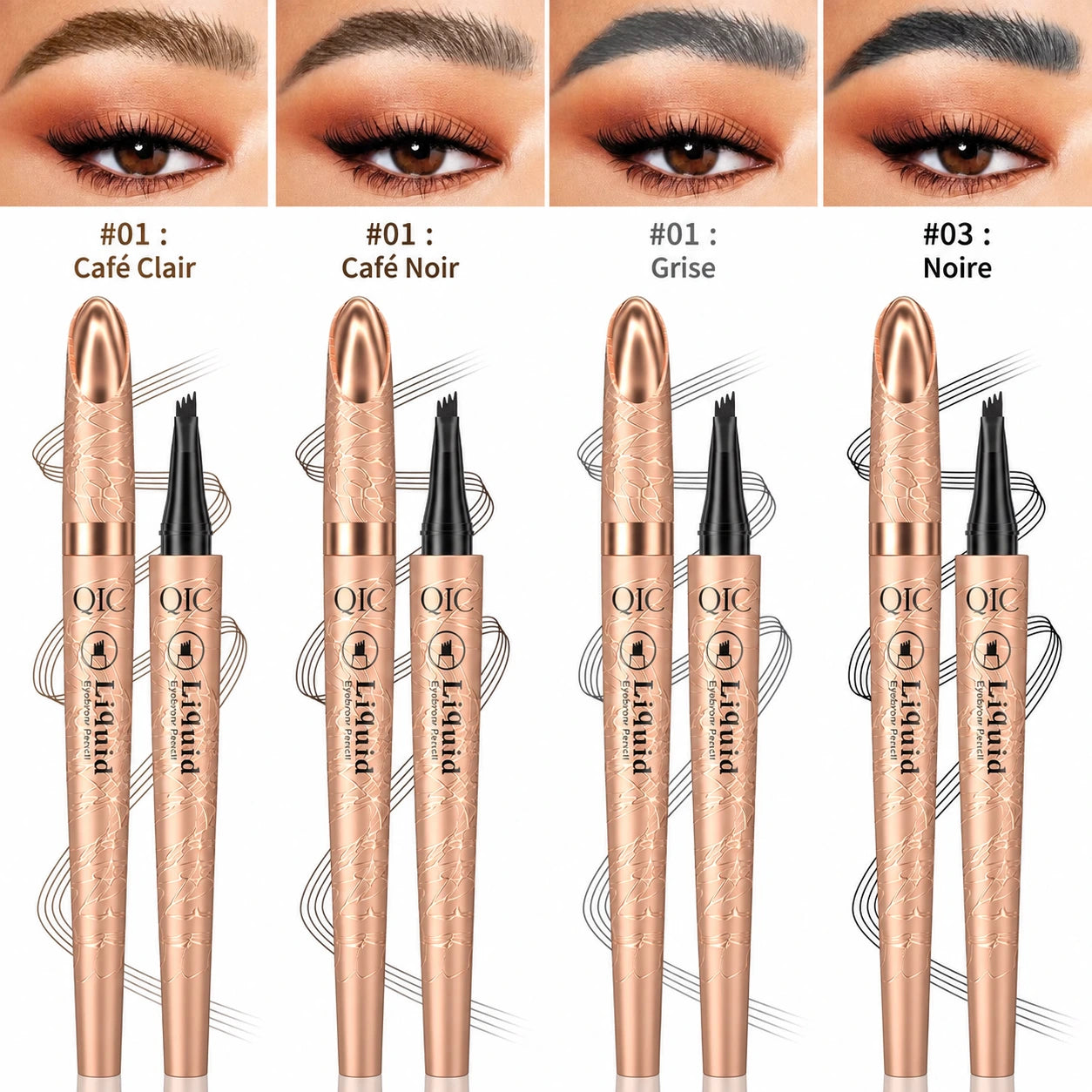 Stylo à sourcils effet Microblading 3D à 4 pointes