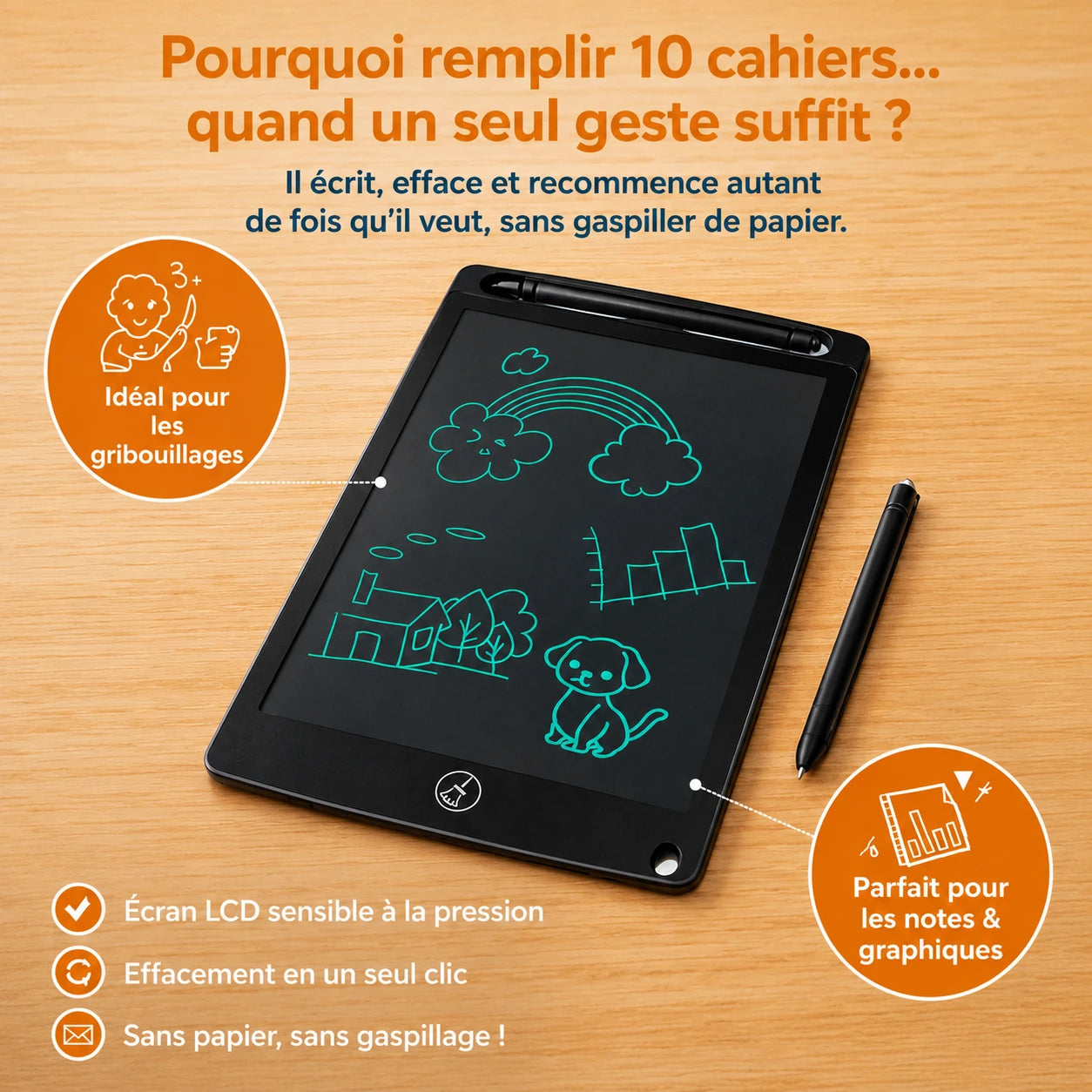 Ardoise Éducative Réutilisable™