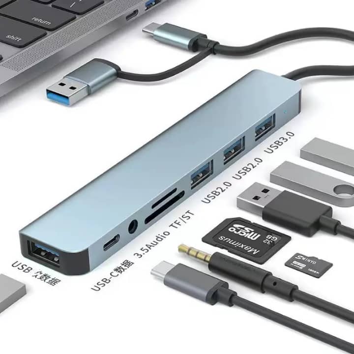 🌐 Hub USB Type-C 8 en 1 – Polyvalence et Économie en un seul appareil
