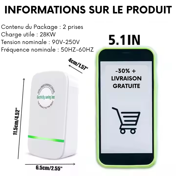 Économiseur d’Énergie Intelligent 5-en-1 – Réduisez vos factures et protégez vos appareils