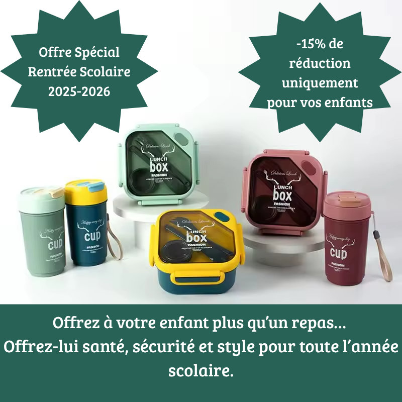 🎒 Boîte à Déjeuner + Bouteille Premium – Édition Rentrée Scolaire 2025-2026