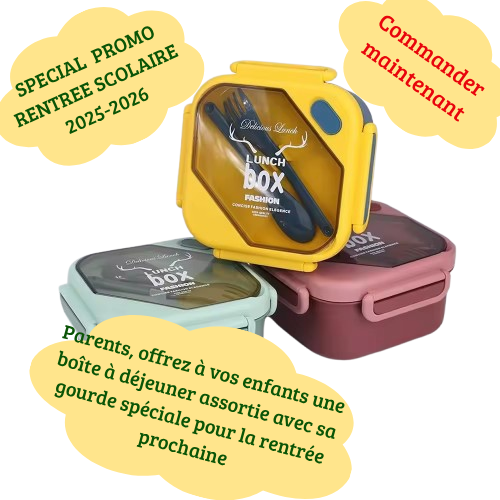 🎒 Boîte à Déjeuner + Bouteille Premium – Édition Rentrée Scolaire 2025-2026