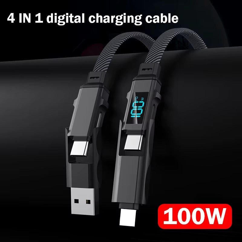🚀 Câble de Charge USB Type-C 4-en-1 – Charge Ultra Rapide 100W