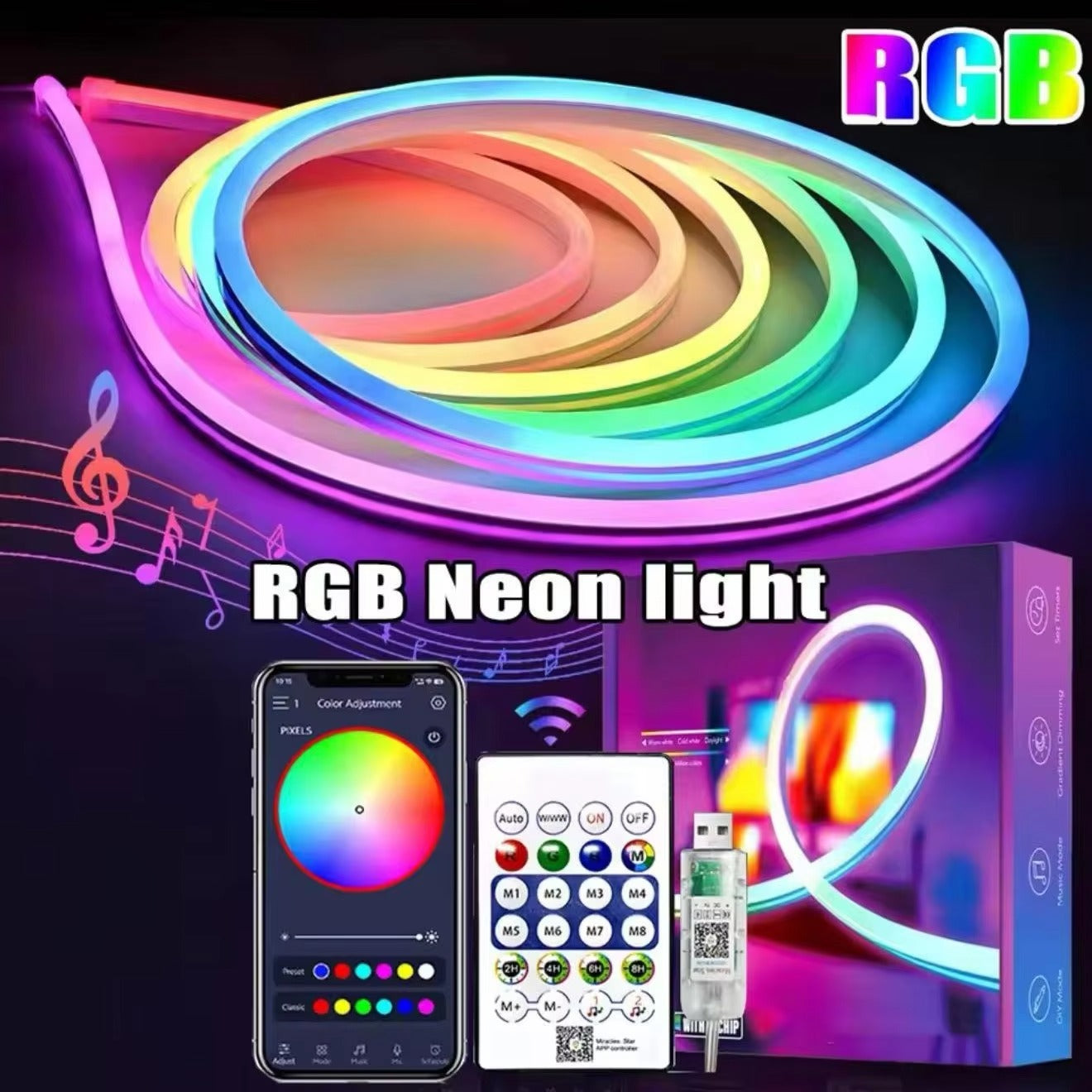 🌈 NeoLight™ RGB – La Bande LED Néon qui Transforme Votre Espace