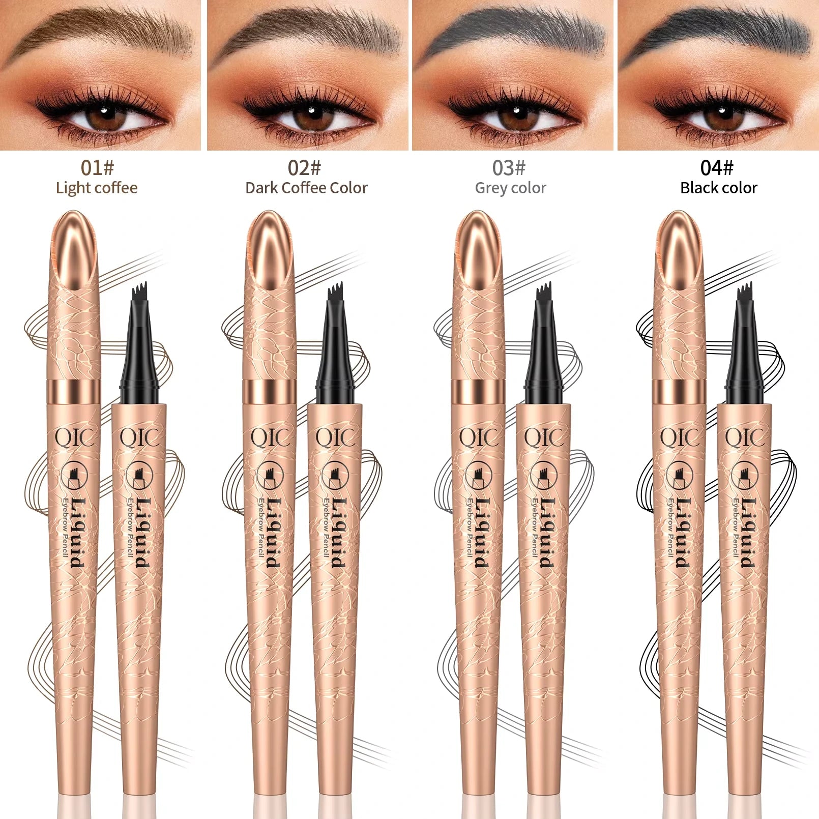 Stylo à sourcils effet Microblading 3D à 4 pointes