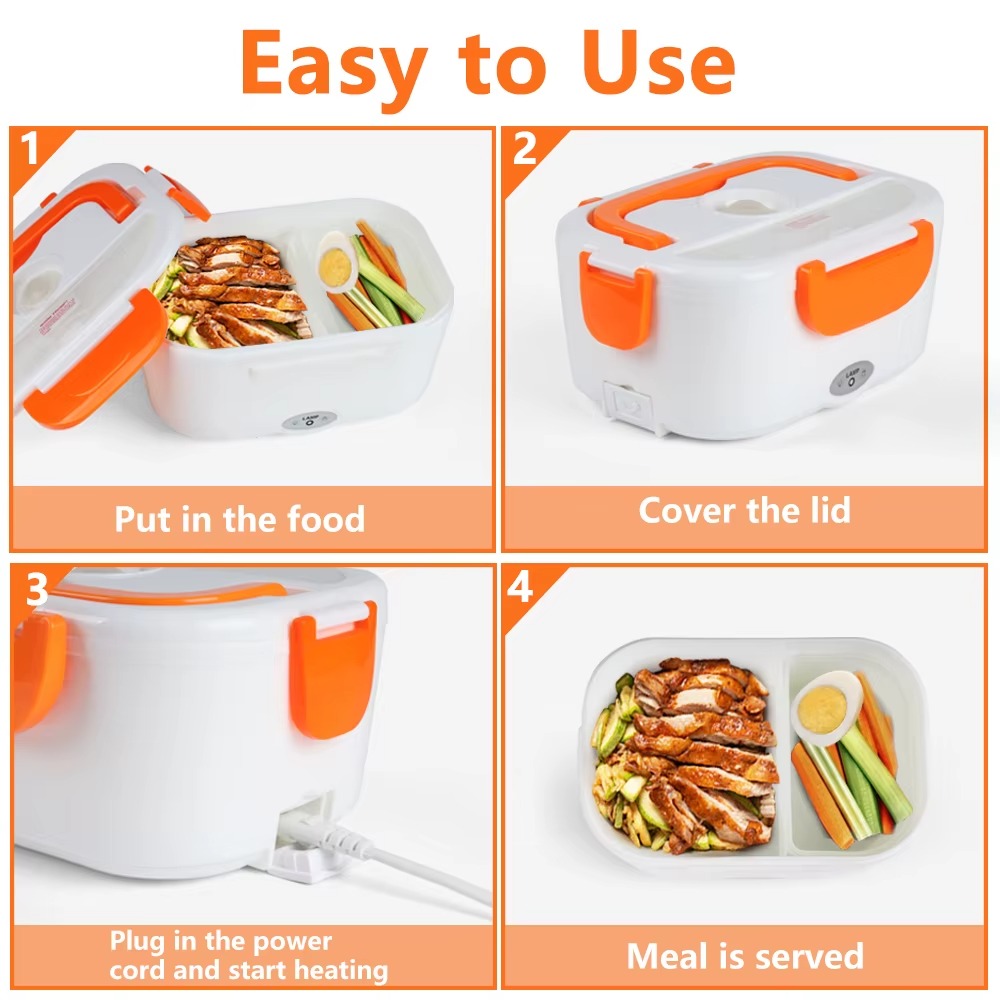 Boîte à lunch électrique chauffante SS304 — repas chaud partout, en 2–3 gestes