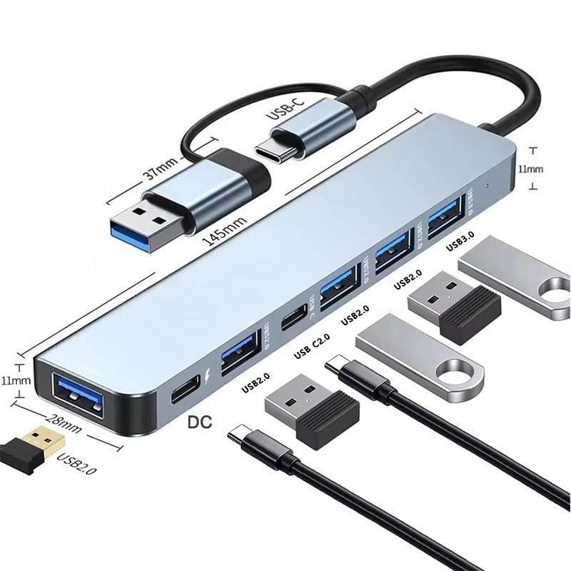 🌐 Hub USB Type-C 8 en 1 – Polyvalence et Économie en un seul appareil